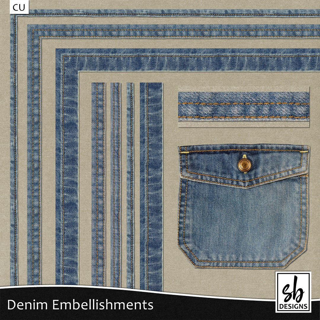 Denim Seams - Denim Clip Art - Denim Edges - Jean Borders - Digital ...