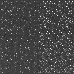 May include: A black background with a pattern of white bubbles of varying sizes.