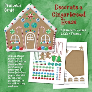 Christmas Kid&#39;s Craft, Gingerbread House Craft, Build a Gingerbread House, Gingerbread House Printable, Christmas Craft, Decorating Fun