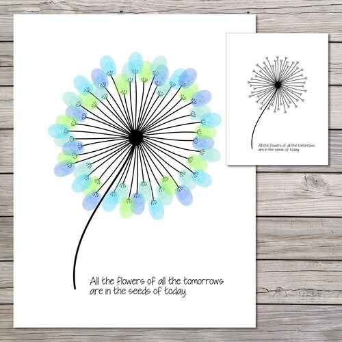 Dandelion Fingerprint Art Fingerprint Craft Dandelion Kids Etsy