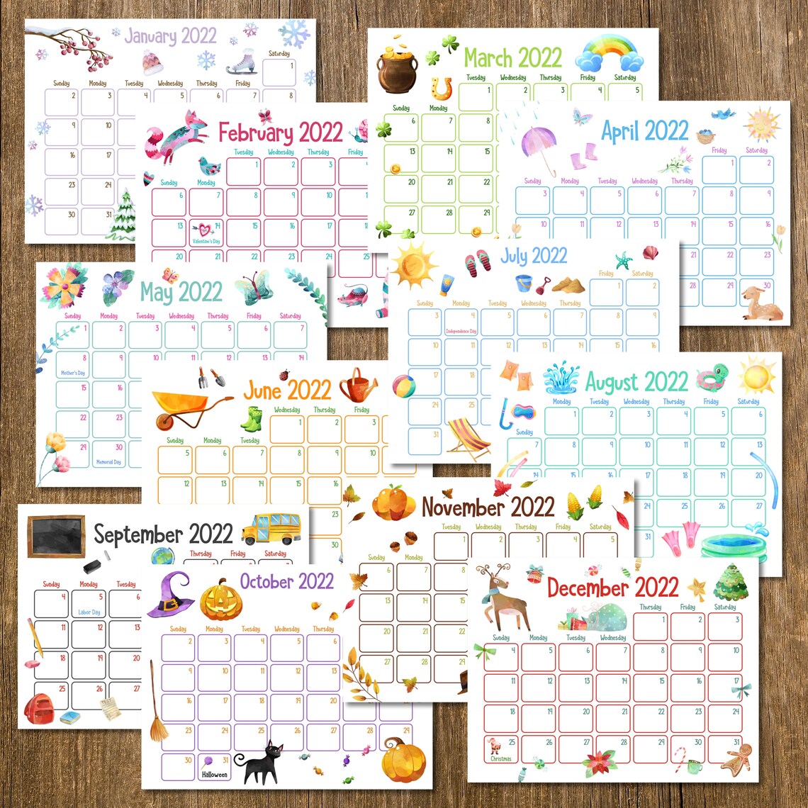 Printable Calendars Printable Kids Calendars 2022 Calendars Etsy Finland Printable Calendars Printable Kids Calendars 2022 Calendars Etsy Finland