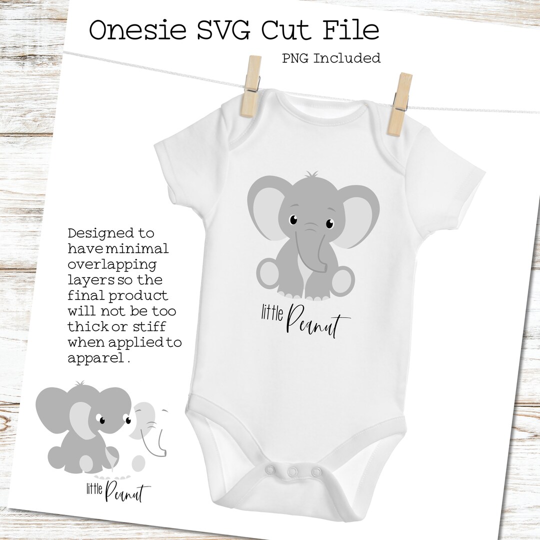 Elephant SVG, Cute Elephant SVG Cut File, Elephant Onesie SVG, Elephant
