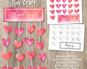 Valentine's Day Craft, Printable Craft, Heart Craft, Love Craft, Love Garland, Bible Verse Kids Craft, Valentine's Day Printable Craft