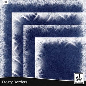 Frozen Border - Frosty Borders - Frosty Edges - Digital Ice Borders - Digital Ice Backgrounds - Snow Border - Digital Frost - Digital Snowfl