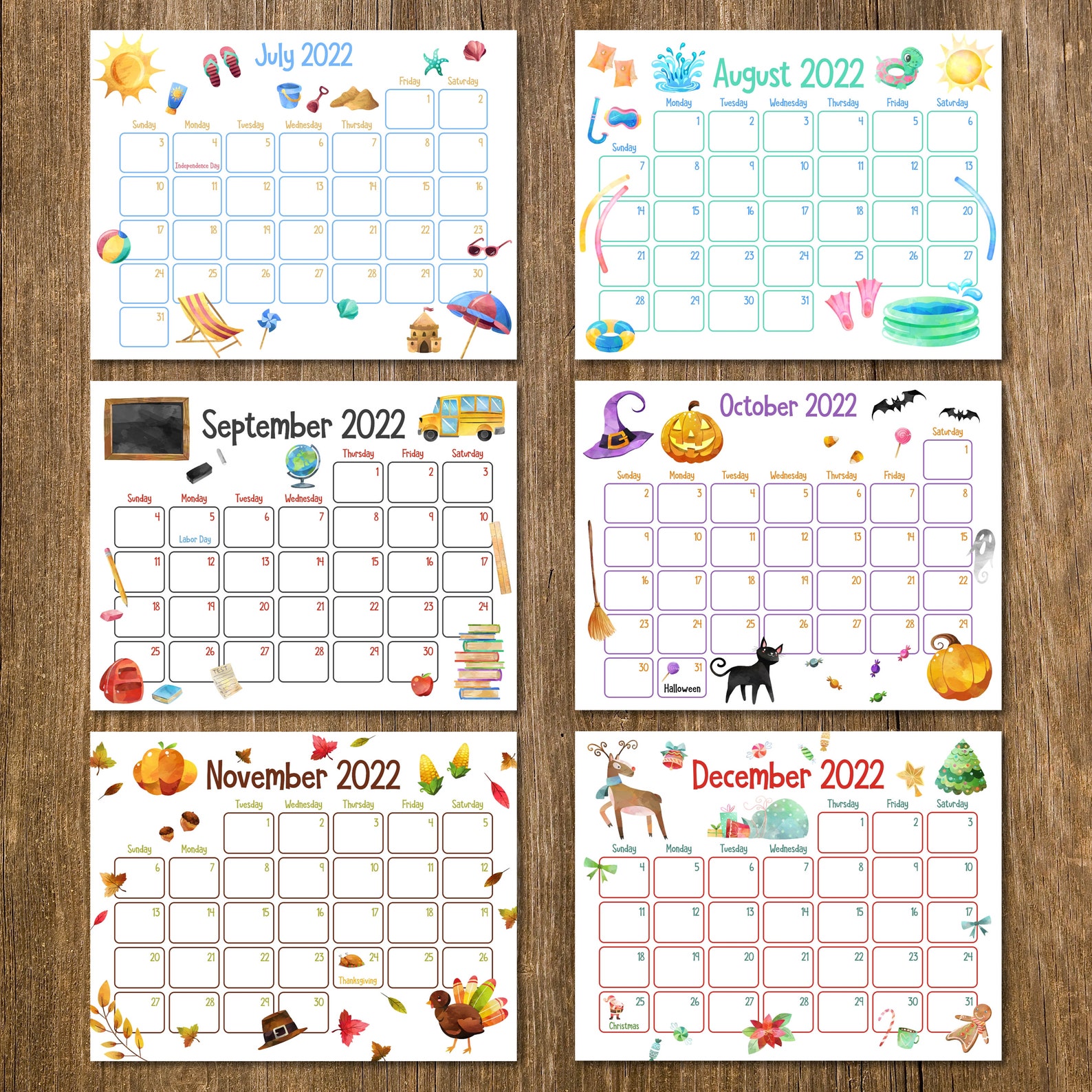 printable calendars printable kids calendars 2022 calendars etsy