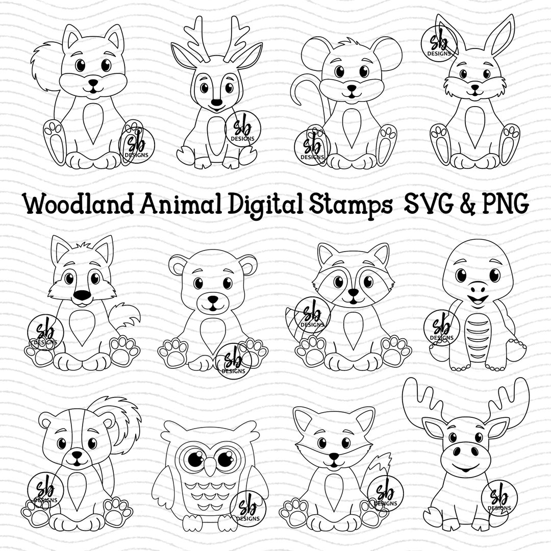 Woodland Animal Digital Stamps Woodland Animal SVG Woodland Etsy