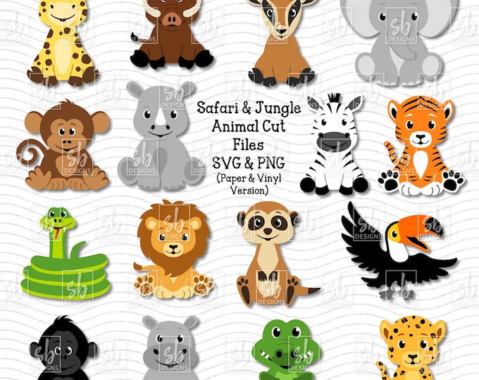 Safari Animals Outline SVG Cut File Cricut Silhouette Cute African ...