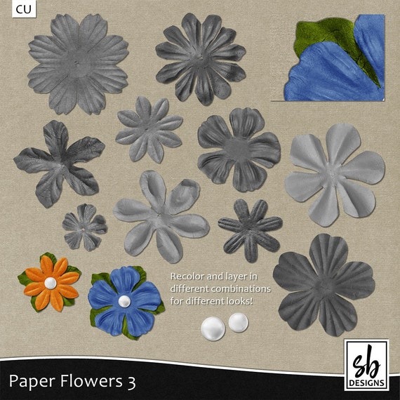 Paper Flower Clip Art Flower Embellishments Flower Clip Art Etsy