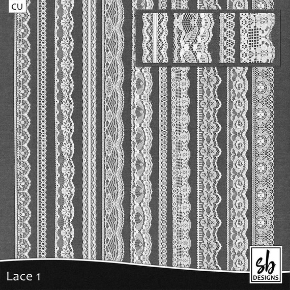 Digital Lace - Lace Clip Art- Digital Scrapbooking Lace - Lace Border - Lace Embellishments - Printable Lace - Instant Download - CU OK