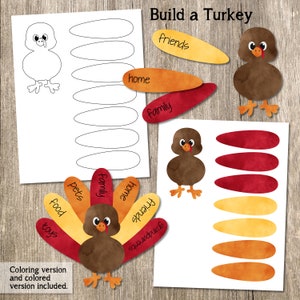 Build a Turkey Kid's Craft, Printable Thanksgiving Craft, Printable Turkey Craft, Thanksgiving Printable, Thanksgiving Activity, Printable