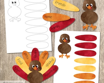 Build a Turkey Kid&#39;s Craft, Printable Thanksgiving Craft, Printable Turkey Craft, Thanksgiving Printable, Thanksgiving Activity, Printable