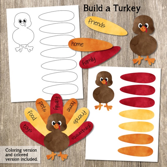 Build a Turkey Kid's Craft Printable Thanksgiving Craft