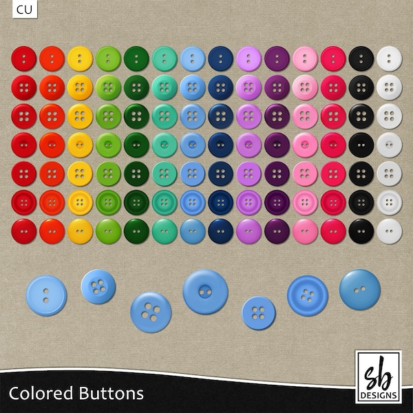 Digital Buttons - Button Clip Art - Button Embellishments - Sewing Clip Art - Digital Scrapbooking Buttons - Instant Download - CU OK