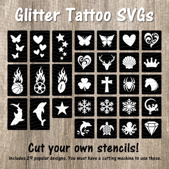 Glitter Tattoo Stencil SVGs, Glitter Tattoo Cut Files, Glitter Tattoo Designs, Vinyl Stencil SVGs, Face Painting Stencils, SVG Stencils