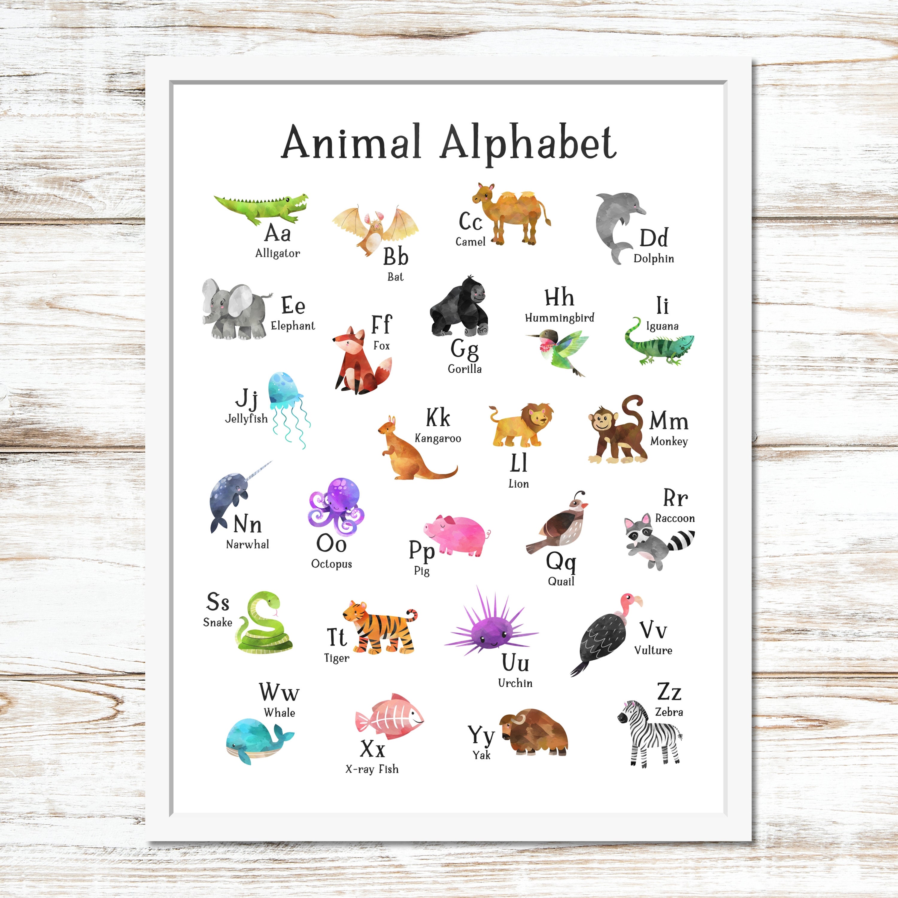 Printable Animal Alphabet Poster Alphabet Poster Printable Etsy
