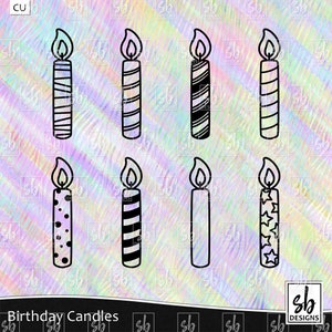 Geburtstagskerzen SVG, Geburtstagskerzen Clip Art, Geburtstags-SVG, Kerzen-Clip Art, Geburtstagskerze-Schneidedateien, Geburtstagskerze Digital Stamp