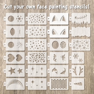 Face Paint Stencils, Face Paint SVG Stencils, SVG Stencils, Face Paint Cut Files, Stencil Cut Files, DIY Stencils, Face Painting Stencils