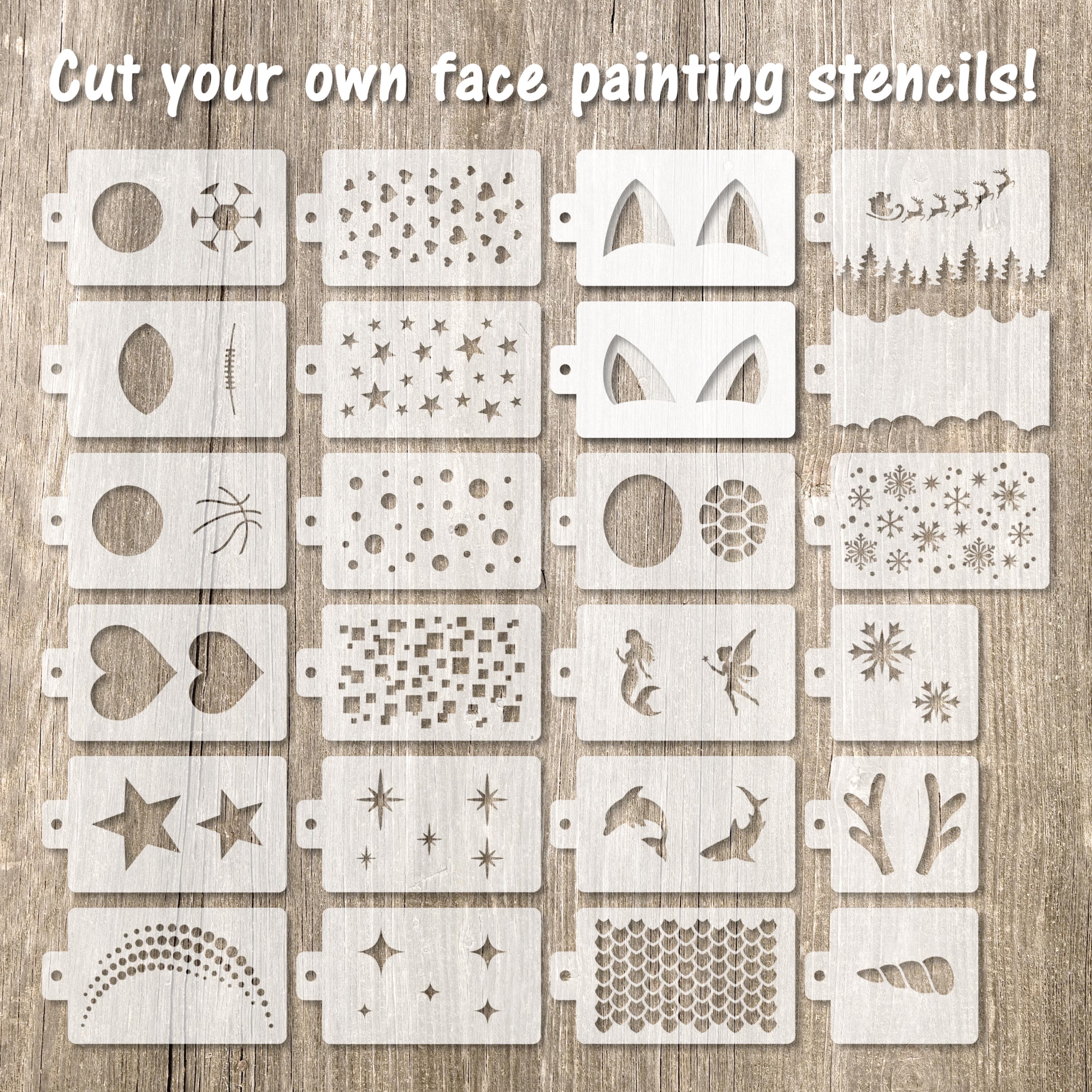 Face Paint Stencils, Face Paint SVG Stencils, SVG Stencils, Face Paint Cut Files, Stencil Cut Files, DIY Stencils, Face Painting Stencils