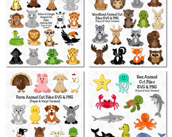 Cute Animal SVG, Cute Animal Clip Art, Baby Animal SVG, Baby Animal Clip Art, Zoo Animals, Farm Animals, Ocean Animals, Woodland Animals