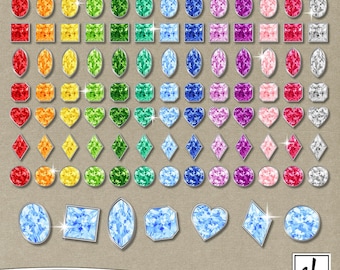 Gemstone Clip Art, Gemstone Embellishments, Diamond Clip Art, Digital Gems, Bling Clip Art, Digital Scrapbook Gems, Diamond Embellishments