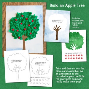 Build an Apple Tree Craft, Printable Apple Tree Craft, Fall Kid&#39;s Craft, Autumn Kid&#39;s Craft, Homeschool Printable, Homeschool Craft, Apple
