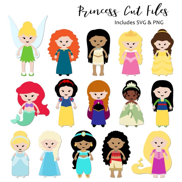 Princess Cut Files, Princess SVG, Princess Clip Art, Princess Paper Dolls, Cricut Princesses, Cricut Paper Dolls, Princess SVG Cut Files