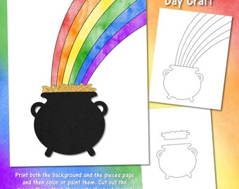 St. Patrick's Day Craft, Printable Craft, Pot of Gold Craft, St. Patrick's Day Kids Craft, Printable Kids Craft, St. Patrick's Day Printable