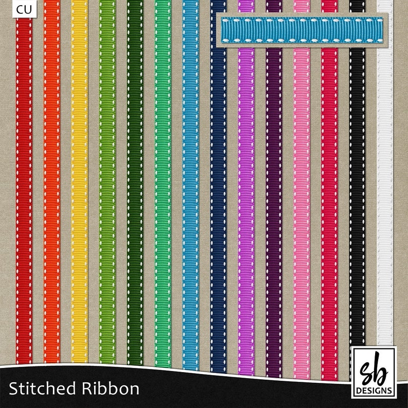 Digital Ribbon - Ribbon Clip Art- Digital Scrapbooking Ribbon - Ribbon Border - Ribbon Embellishments - Instant Download - CU OK image 1