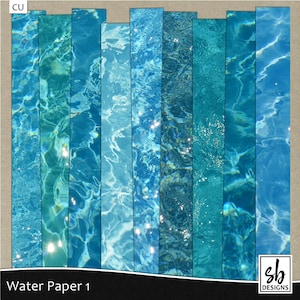 Digital Water Paper - Water Textures - Pool Water Background - Digital Scrapbook Pool - Summer Digital Paper - Beach Digital Paper - CU OK