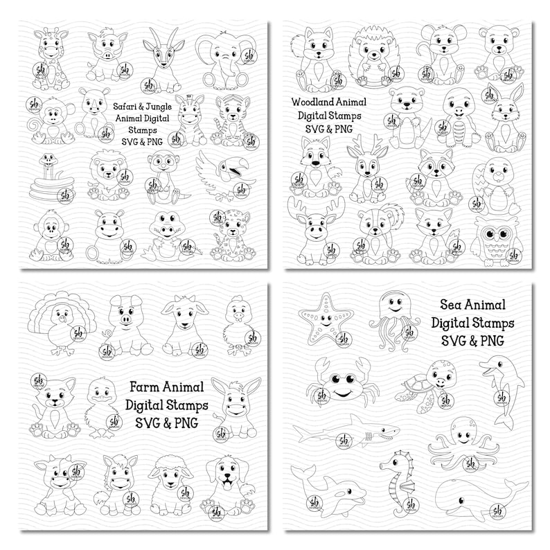 Animal Digital Stamps, Animal SVG, Animal Clip Art, Cute Animals ...