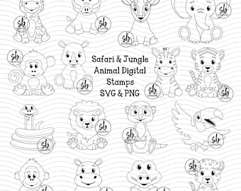 Zoo Animal Digital Stamps, Jungle Animal SVG, Safari Animal Clip Art, Cute Zoo Animals, Baby Animal SVG, Jungle Digital Stamps, Animal SVG