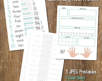 Math Printable, Elementary Math Practice, Homeschool Worksheets, Homeschool Printable, Kindergarten Math Practice, Counting Worksheet, Math