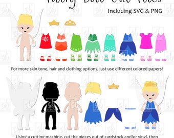 Pliki do cięcia lalek papierowych Fairy, pliki do cięcia Fairy, lalki Cricut, lalki wróżek Cricut, lalka papierowa SVG, lalki papierowe Fairy, Fairy SVG, lalka papierowa SVG