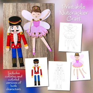 Nutcracker Craft, Nutcracker Articulated Paper Dolls, Sugar Plum Fairy Craft, Kids Christmas Craft, Kids Christmas Coloring, School Craft