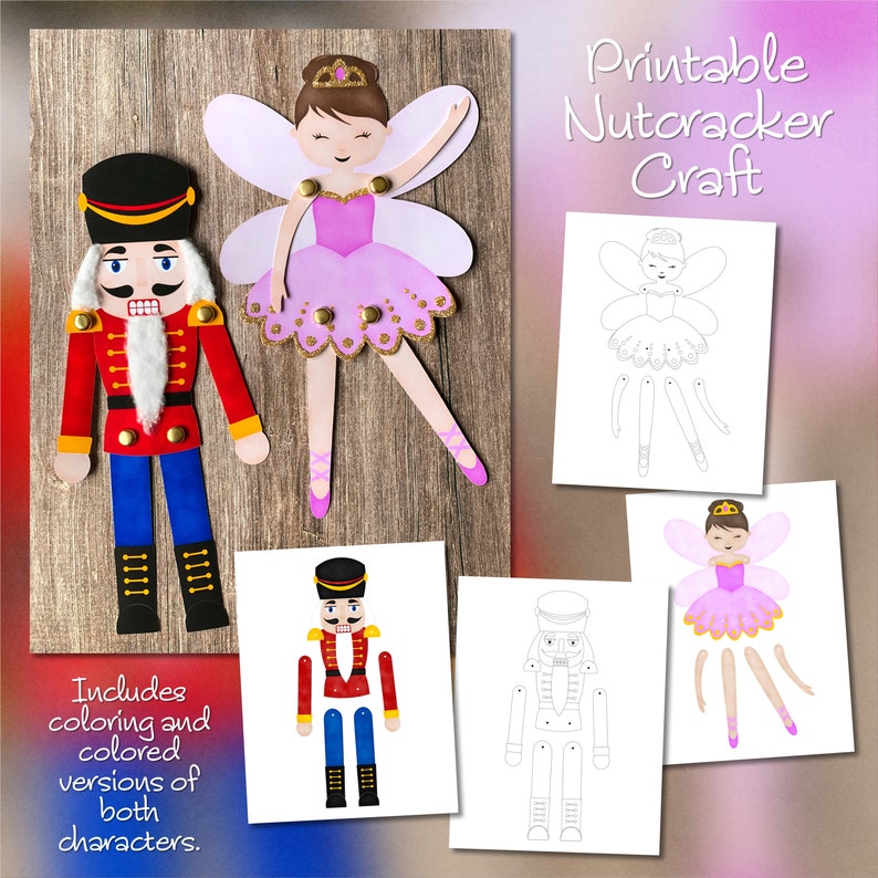 Nutcracker Craft Nutcracker Articulated Paper Dolls Sugar Etsy