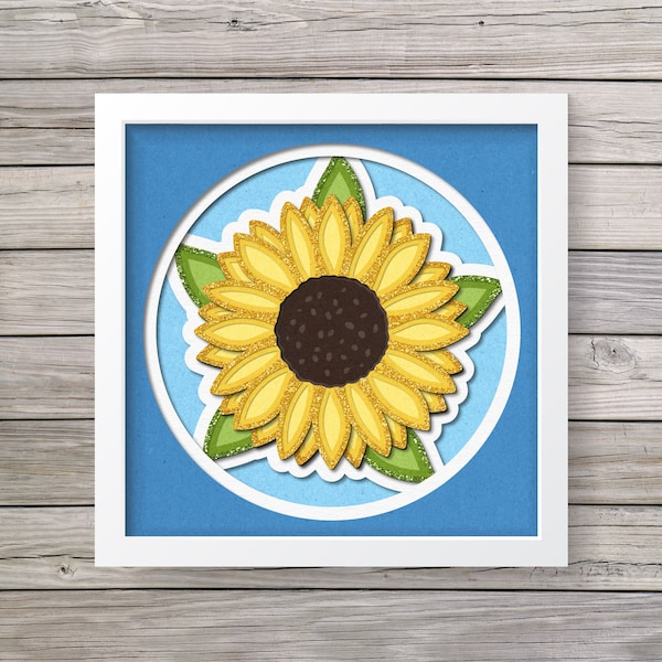 Sunflower Shadow Box SVG, Sunflower Shadow Box Cut File, 3D Shadowbox, Sunflower Layered Cut File, Cricut Shadow Box, Summer Shadow Box svg