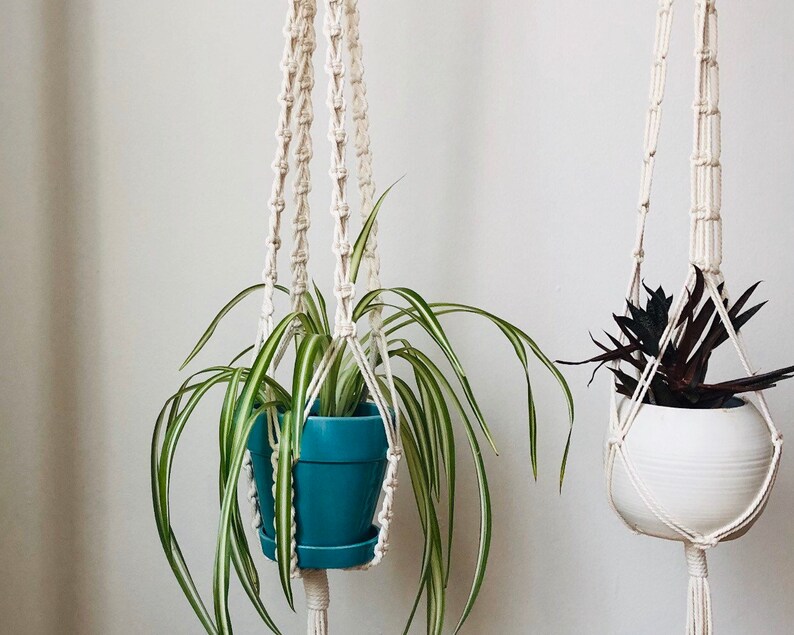 Boho Macrame Indoor Hanging Planter/48 Inch Fiber Plant Etsy