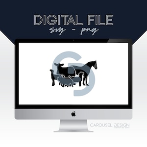 Group Livestock Graphic - Steer, Pig, Lamb, Goat & Horse