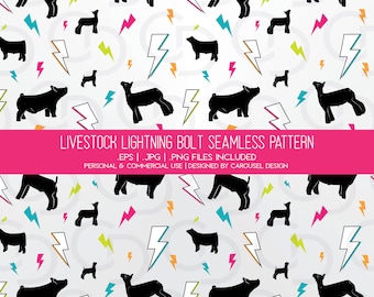 Livestock Lightning Bolt Seamless Digital Pattern File - Digital File 2023