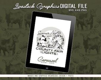 Summer Nights, County Fair Lights Livestock Graphic - Digital SVG & PNG