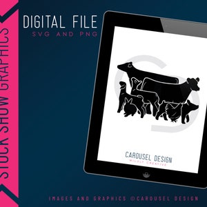 Group Livestock Graphic 2023.3 -  Dairy Cow, Steer, Pig, Lamb, Goat, Rabbit & Chicken