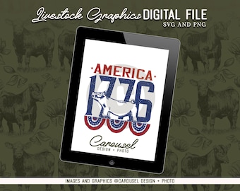 America 1776 Hog Livestock Graphic - Digital SVG & PNG