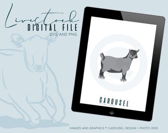 Grafika przedstawiająca zwierzęta hodowlane kóz karłowatych – plik cyfrowy 2025