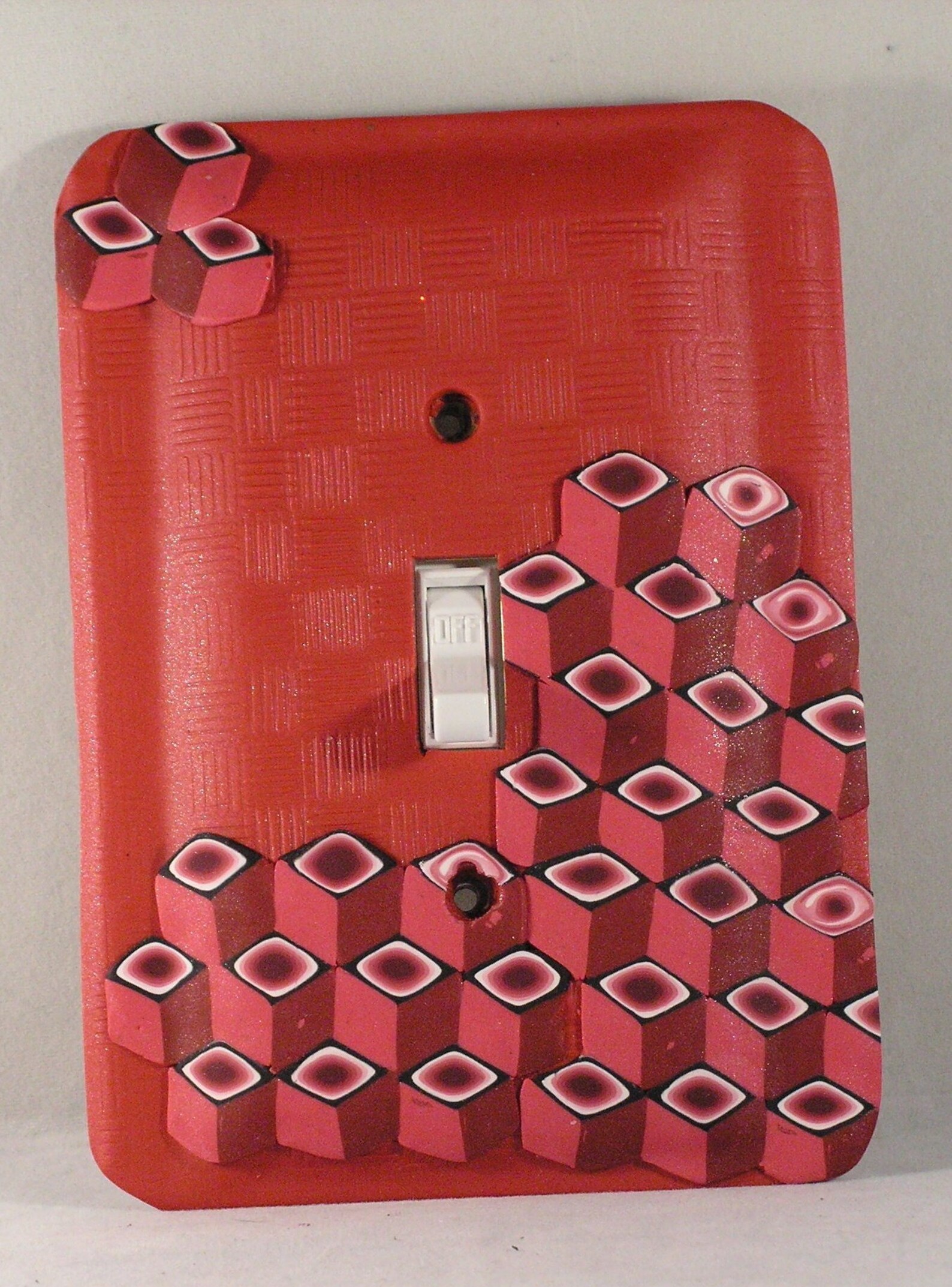 Geometric Red Decorative Light Switch Toggle Cover Handmade Etsy