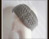 Crochet Grey Ear Warmer Headband Headwrap Charcoal Teen or Adult Size Winter Fall