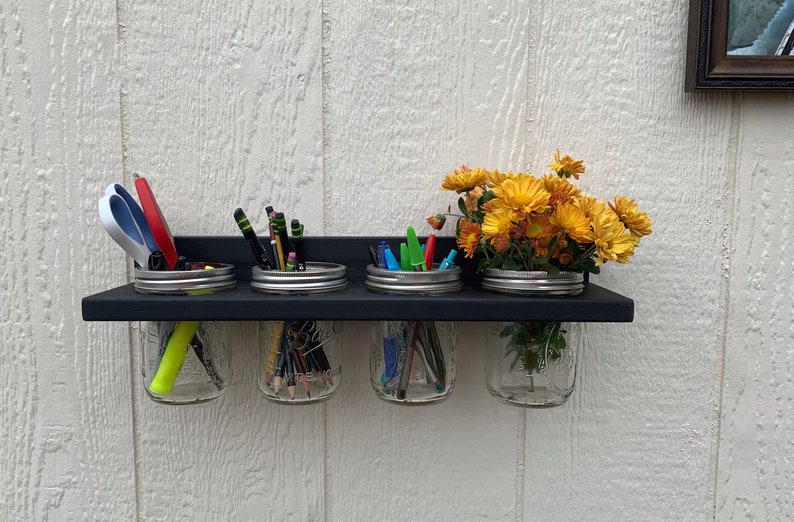 Wooden WallMounted 4 Mason Jar Holder Etsy