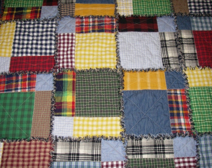Rag Quilt Country Farmhouse Primitive Denim & Plaids Rag Quilt - Etsy