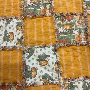 Pumpkin Farm Rag Quilt, Country Chic Rag Quilt, Lap Quilt, Farmhouse ...