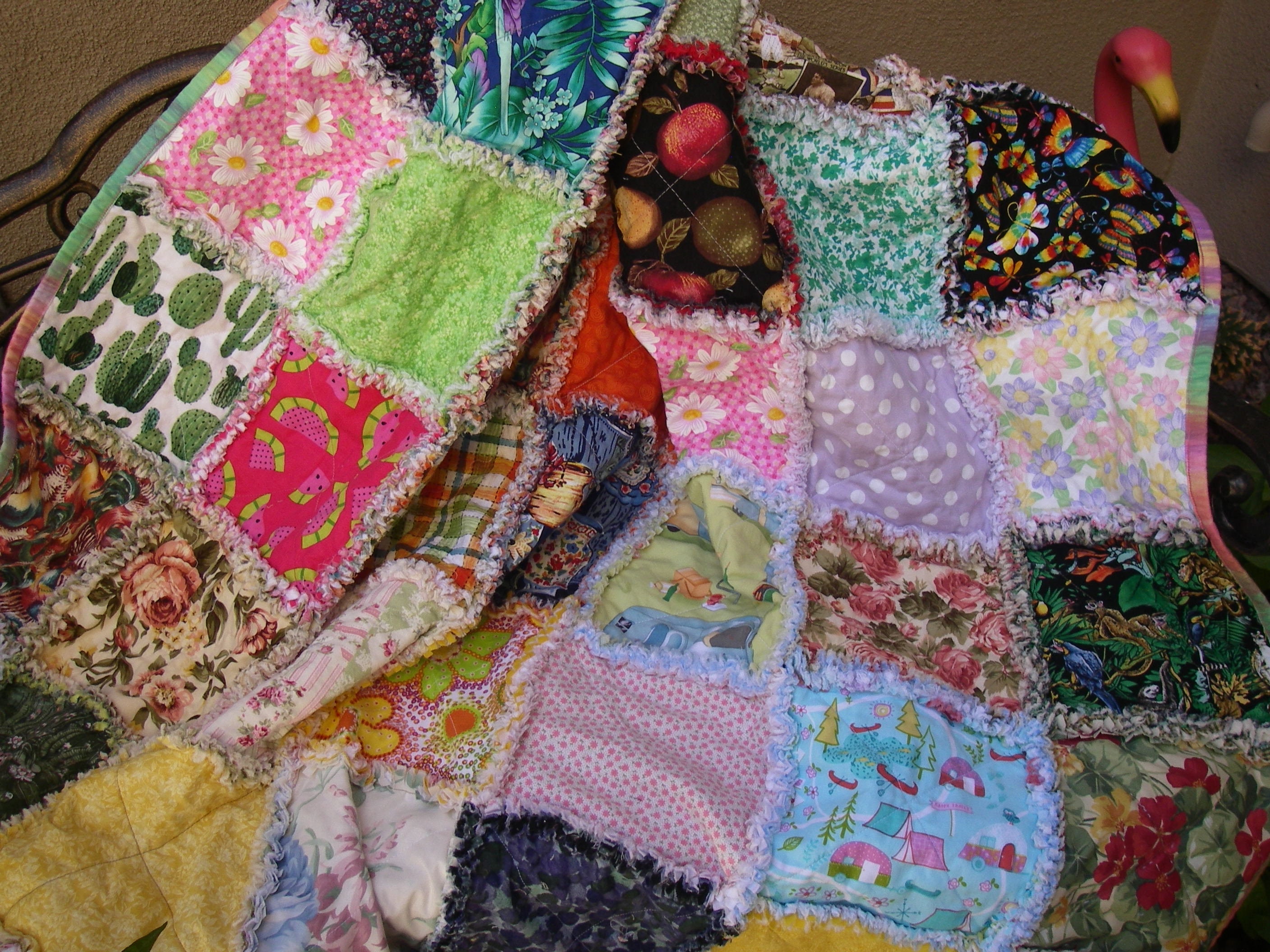 Jardín de flores de la abuela Edredón de trapo chatarra | Etsy