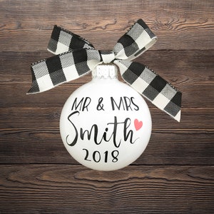 Mr and Mrs Ornament - Our First Christmas Ornament - Personalized Wedding Ornament - Newlywed Ornament - First Christmas as Mr & Mrs